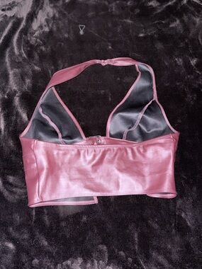 Faux Leather Halter Bandeau in Mauve Pink